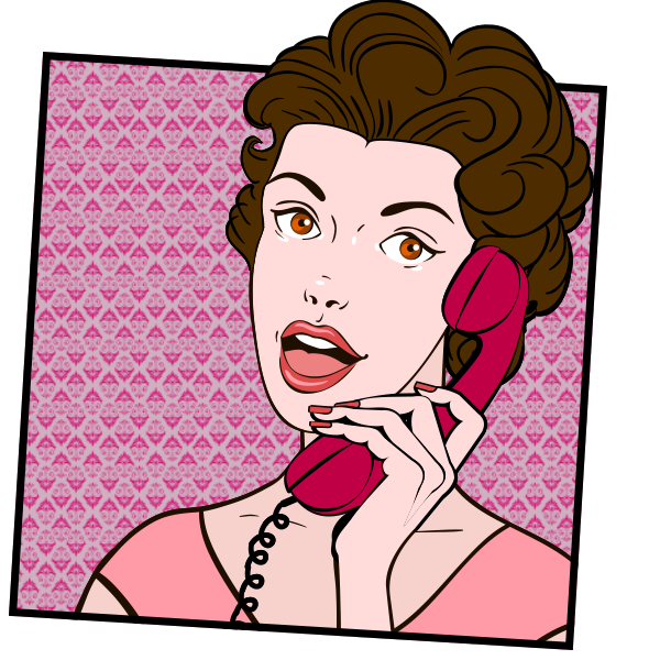 Betty is illustrated talking on the phone.