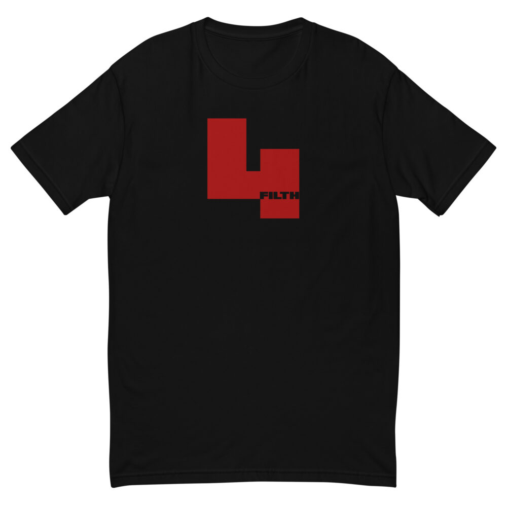 Red 4 Filth - Black Fitted T-Shirt Menz laid flat