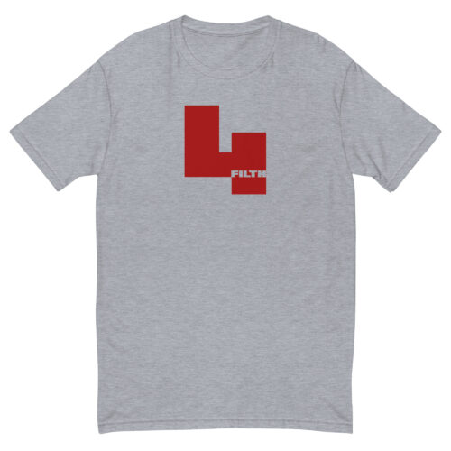 Red 4 Filth - Athletic Heather Grey Fitted T-Shirt Menz laid flat