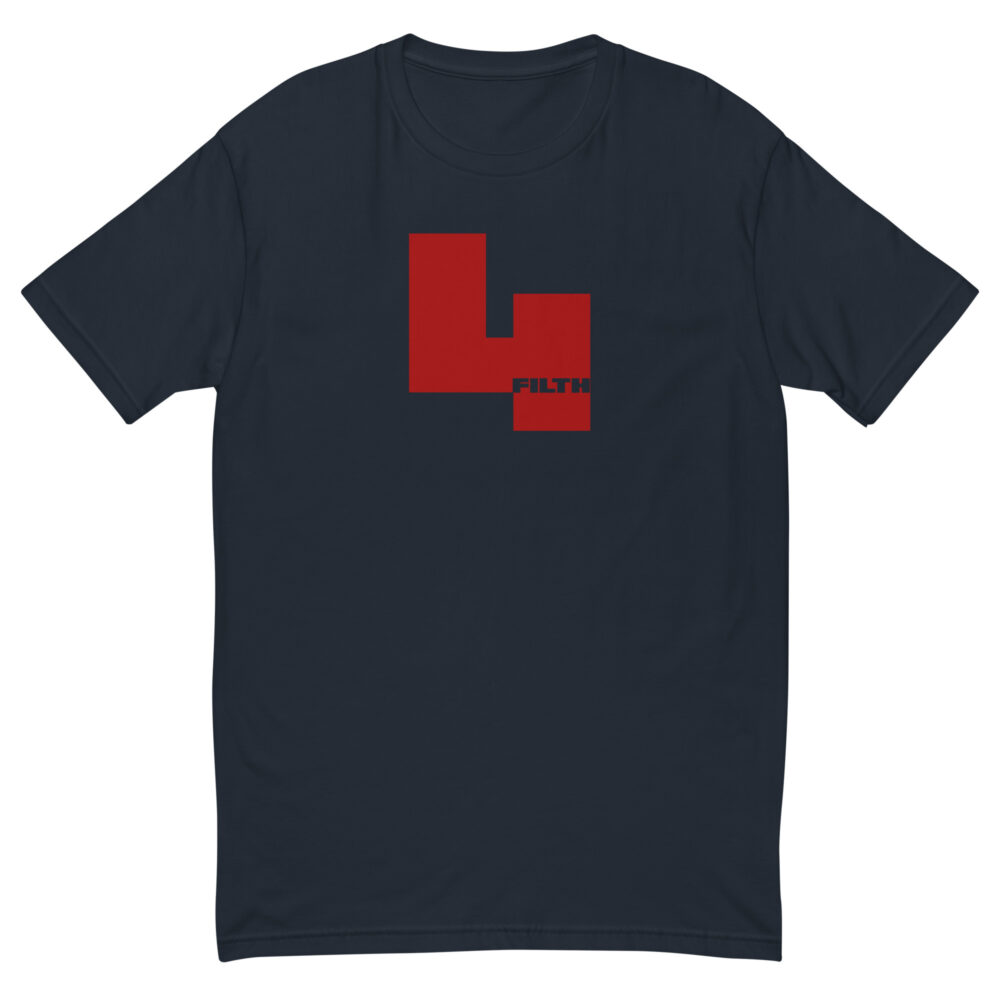 Red 4 Filth - Navy Fitted T-Shirt Menz laid flat