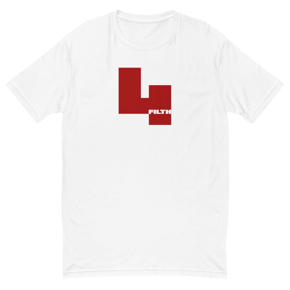 Red 4 Filth - White Fitted T-Shirt Menz laid flat