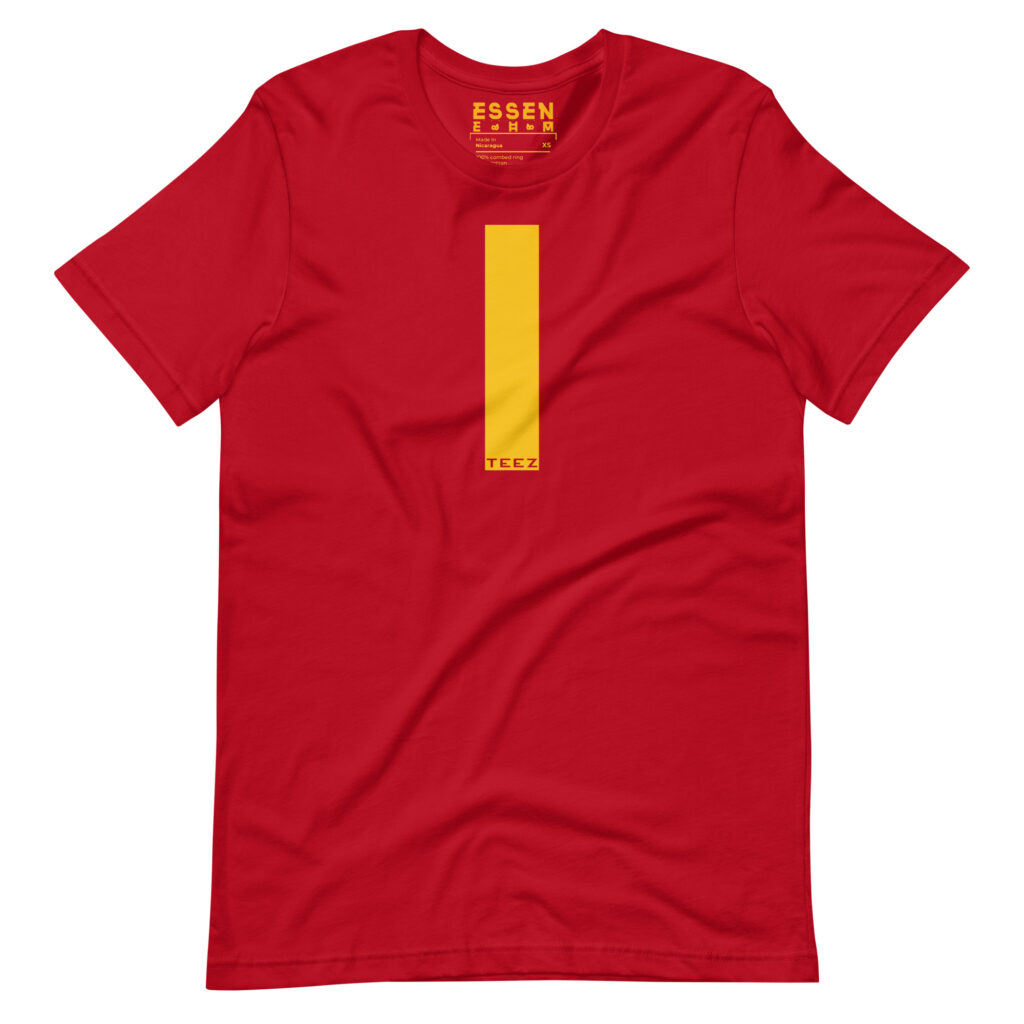Strip TEEZ Yellow on Red T-shirt