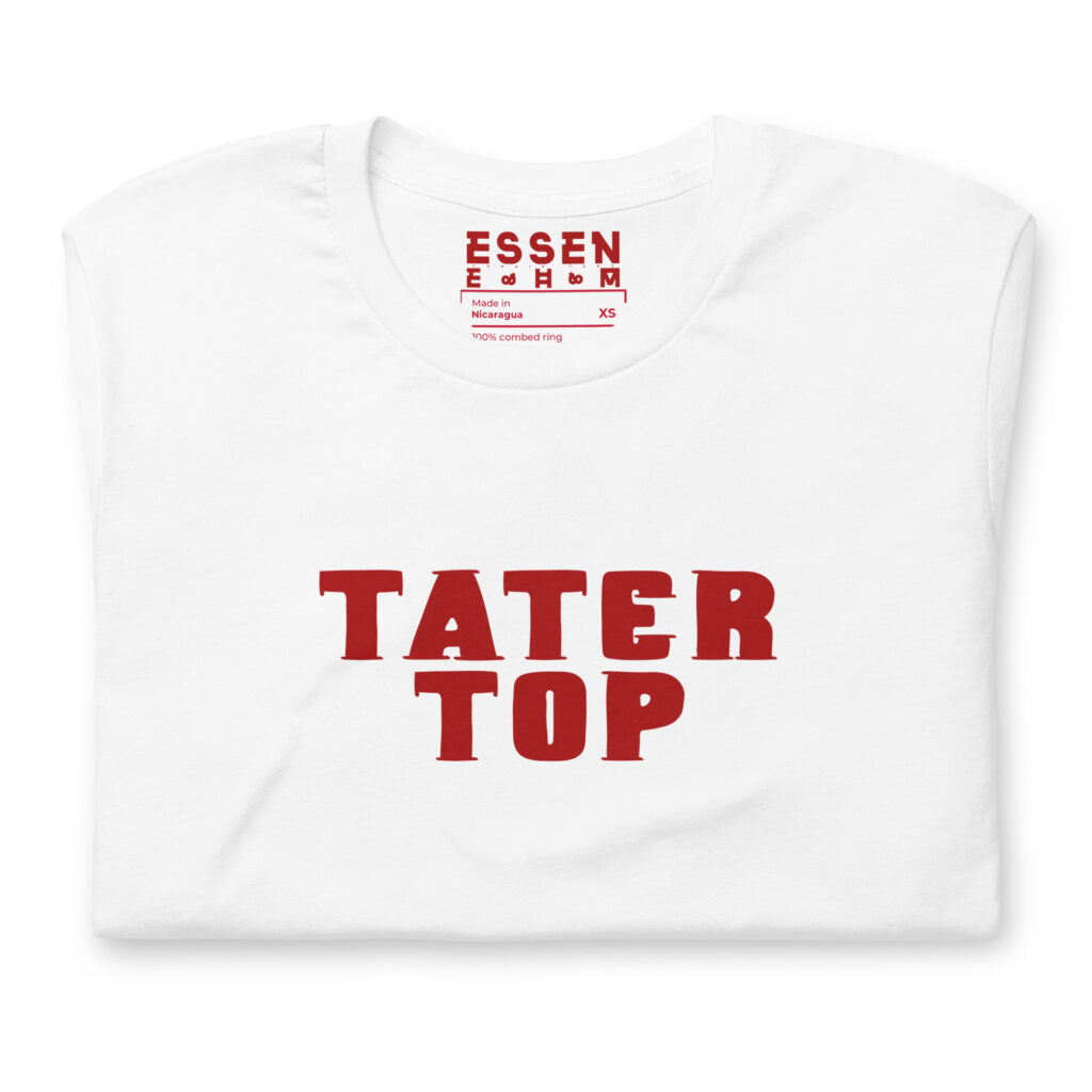 Tater Top T-shirt - Essen Ehem - Red on White