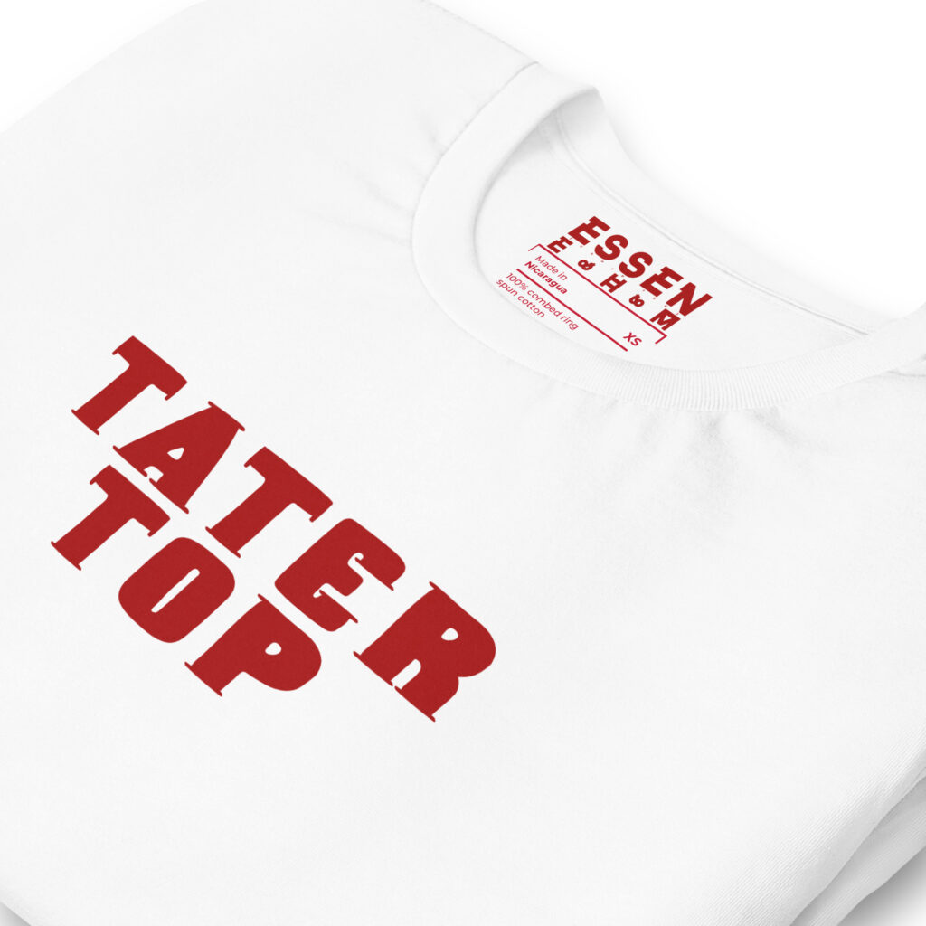 Tater Top T-shirt - Essen Ehem - Red on White