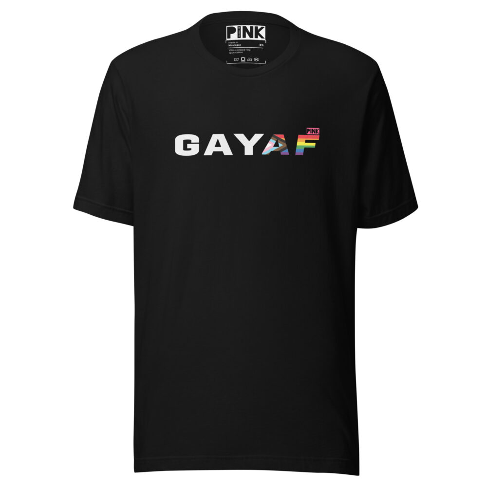 GAY AF Progress Pride T-Shirt Fluid Fit - Black
