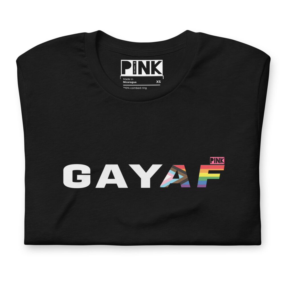 GAY AF Progress Pride T-Shirt Fluid Fit - Black