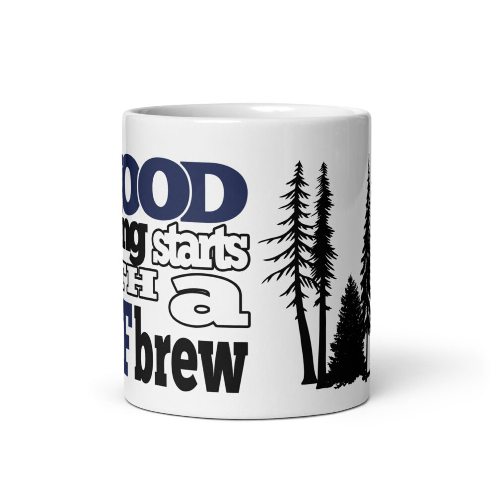 A Wood Morning starts with a Stiff Brew Cabin Mug - Navy