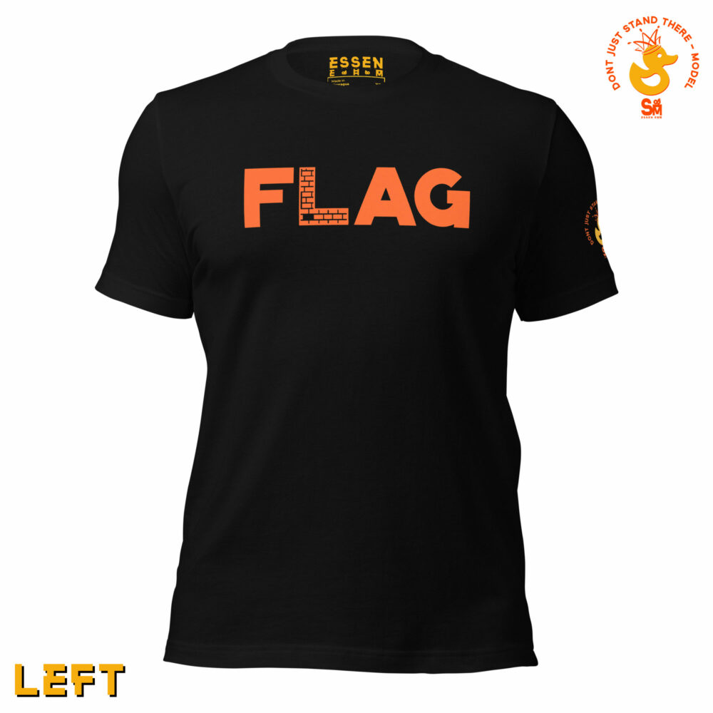 orange essen ehm flag it tee left sleeve front view