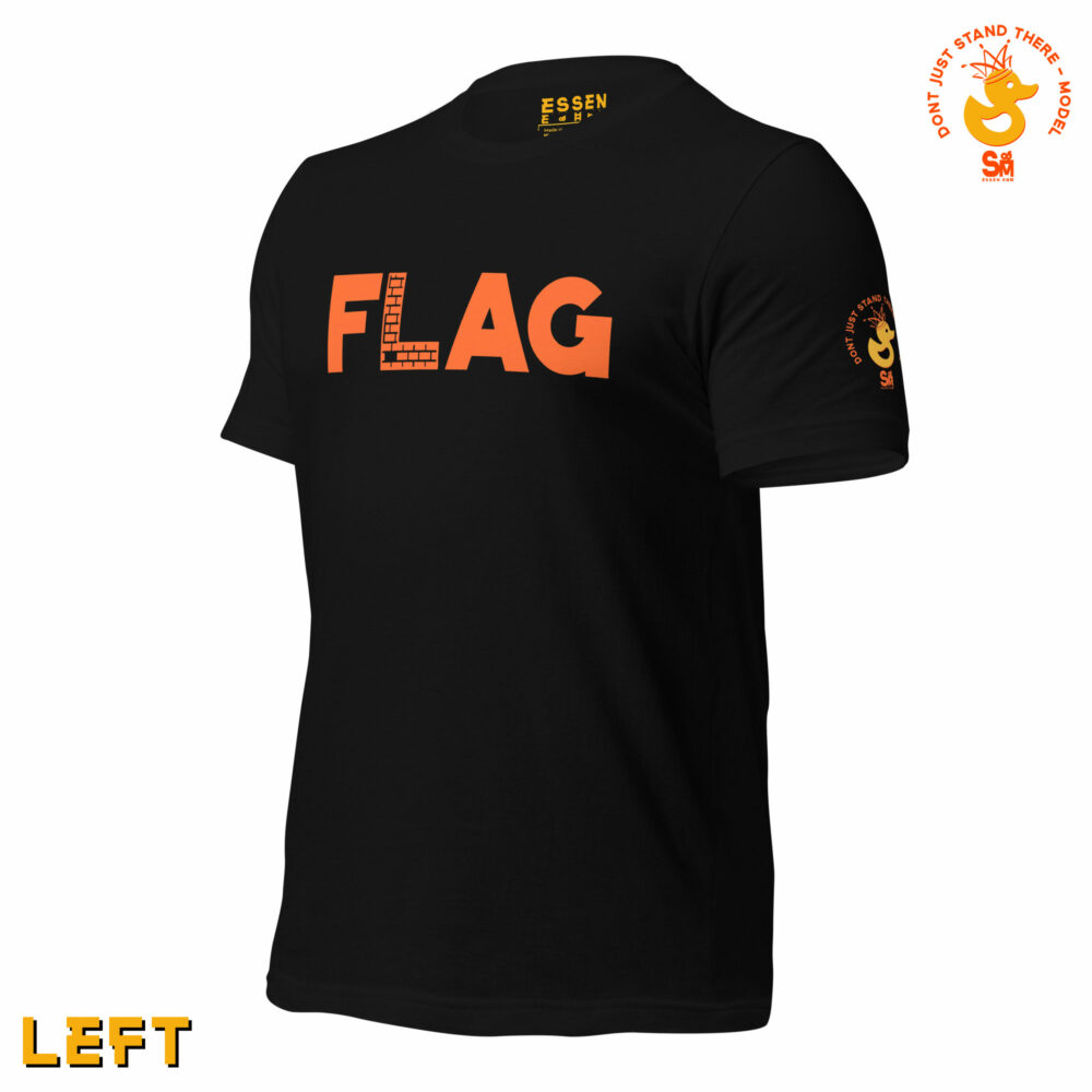 orange essen ehm flag it tee left sleeve side view