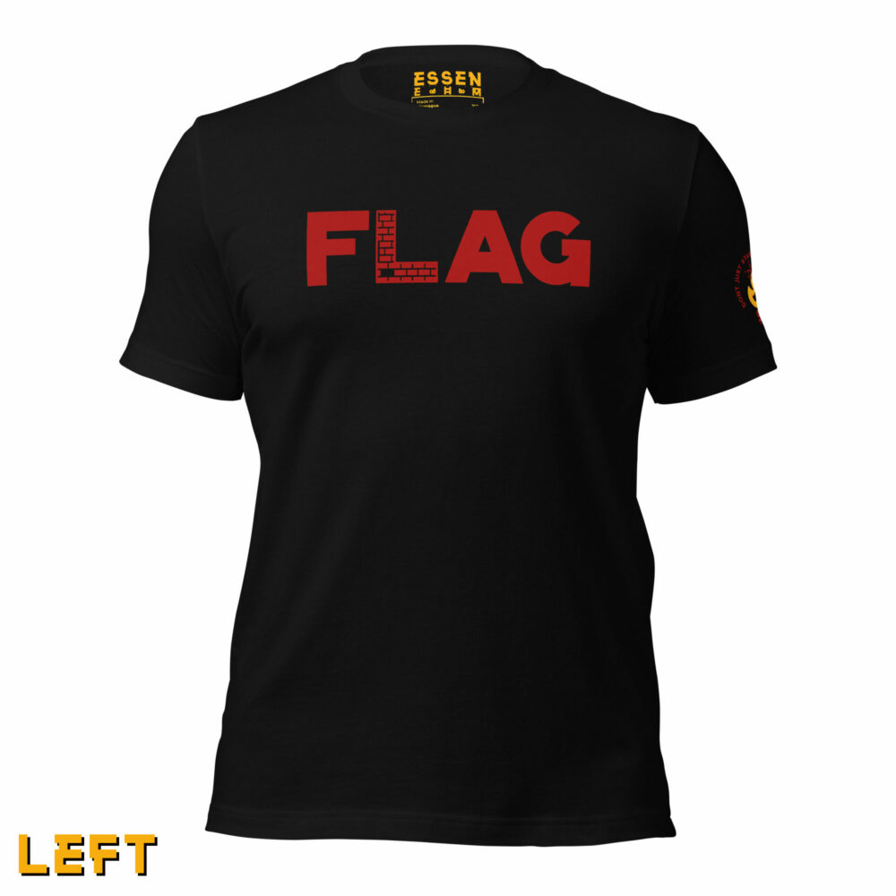 red essen ehm flag it tee - left sleeve front view