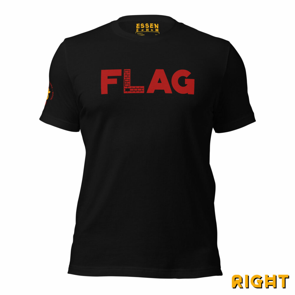 red essen ehm flag it tee - right sleeve front view