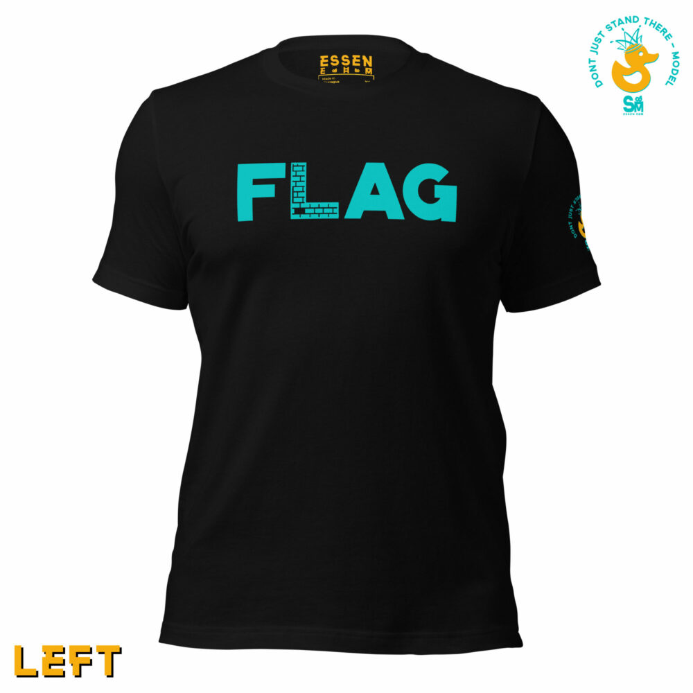 teal essen ehm flag it tee left sleeve front view