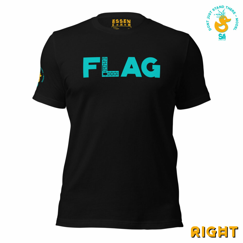 teal essen ehm flag it tee right sleeve front view