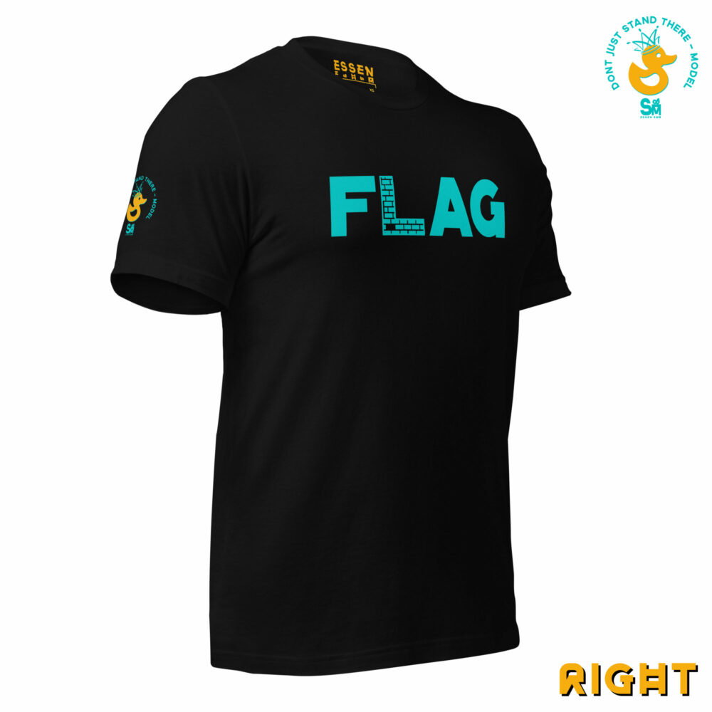 teal essen ehm flag it tee right sleeve side view