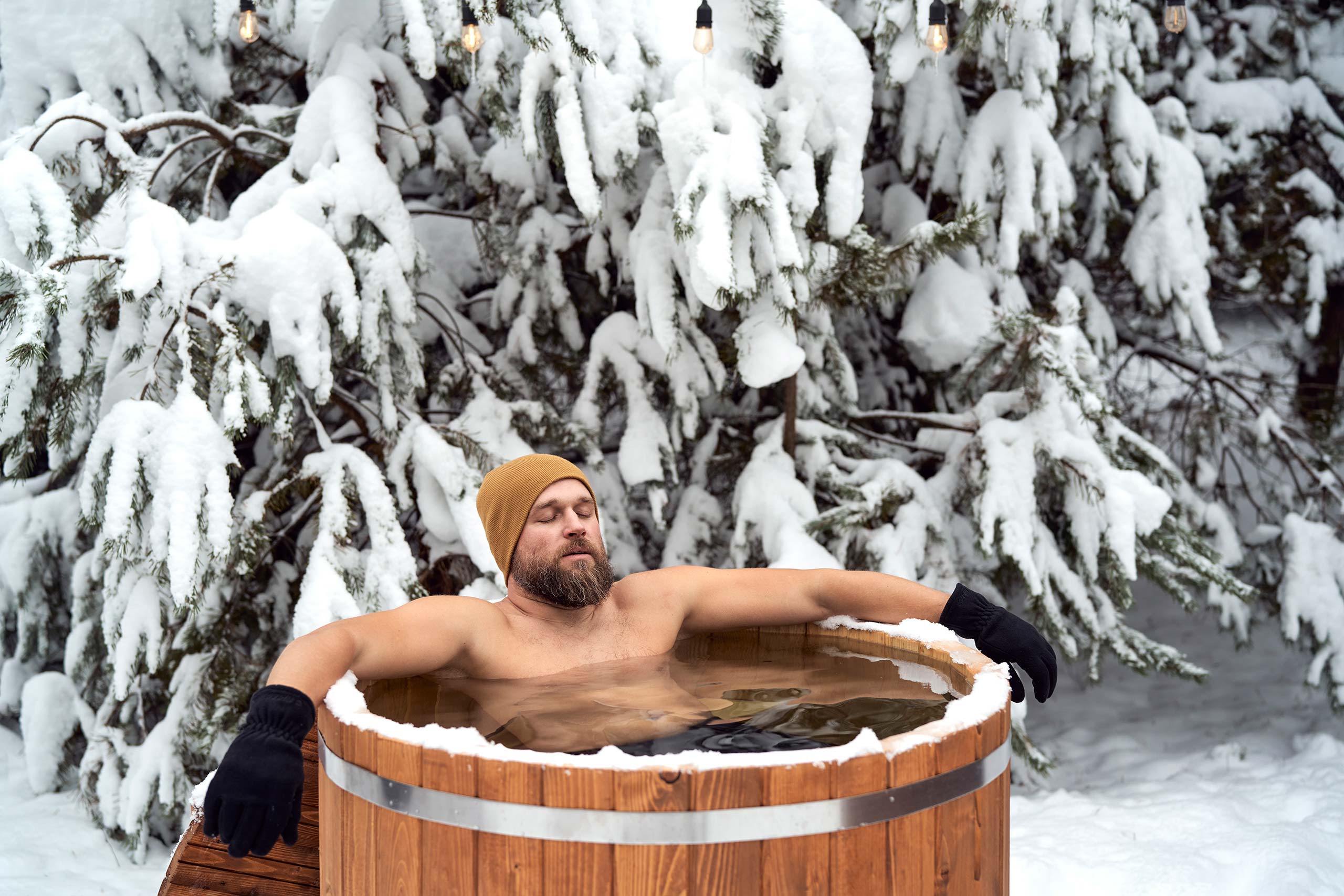 Winter Bath - Ranger Randy enjoying a winter bath and fire.